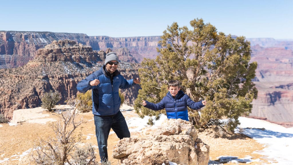 father and son at Grandview Point in Grand Canyon