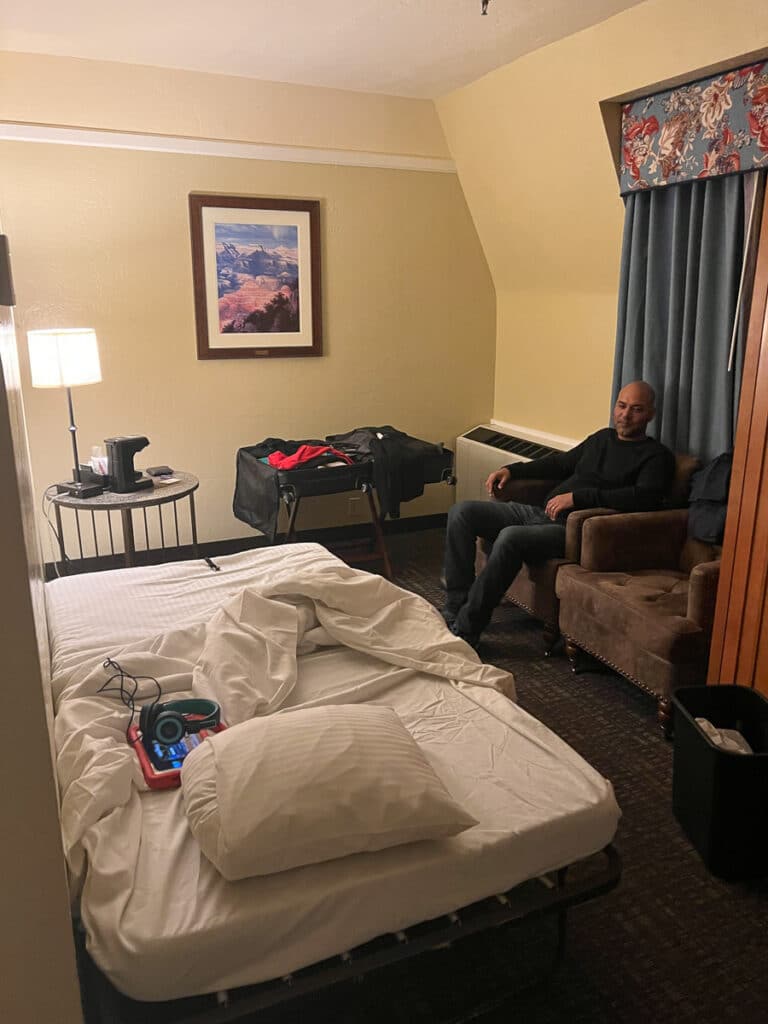 rollaway bed in room at El Tovar Hotel