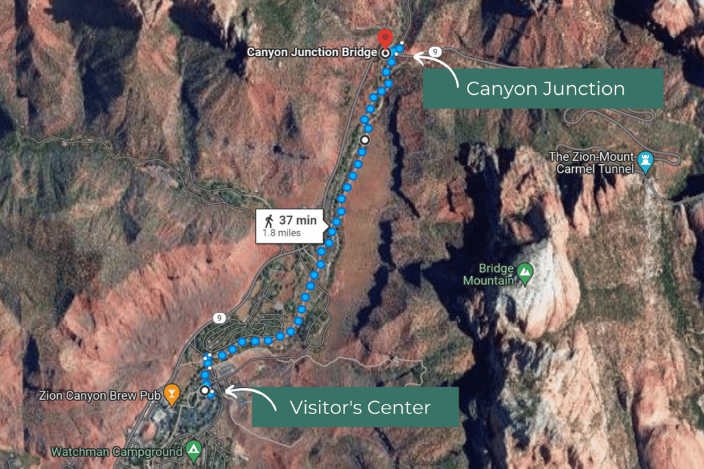 map of pa'rus trail in Zion