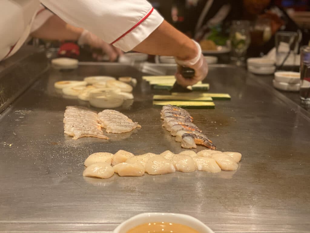 hibachi cooking at Benihana's in Las Vegas