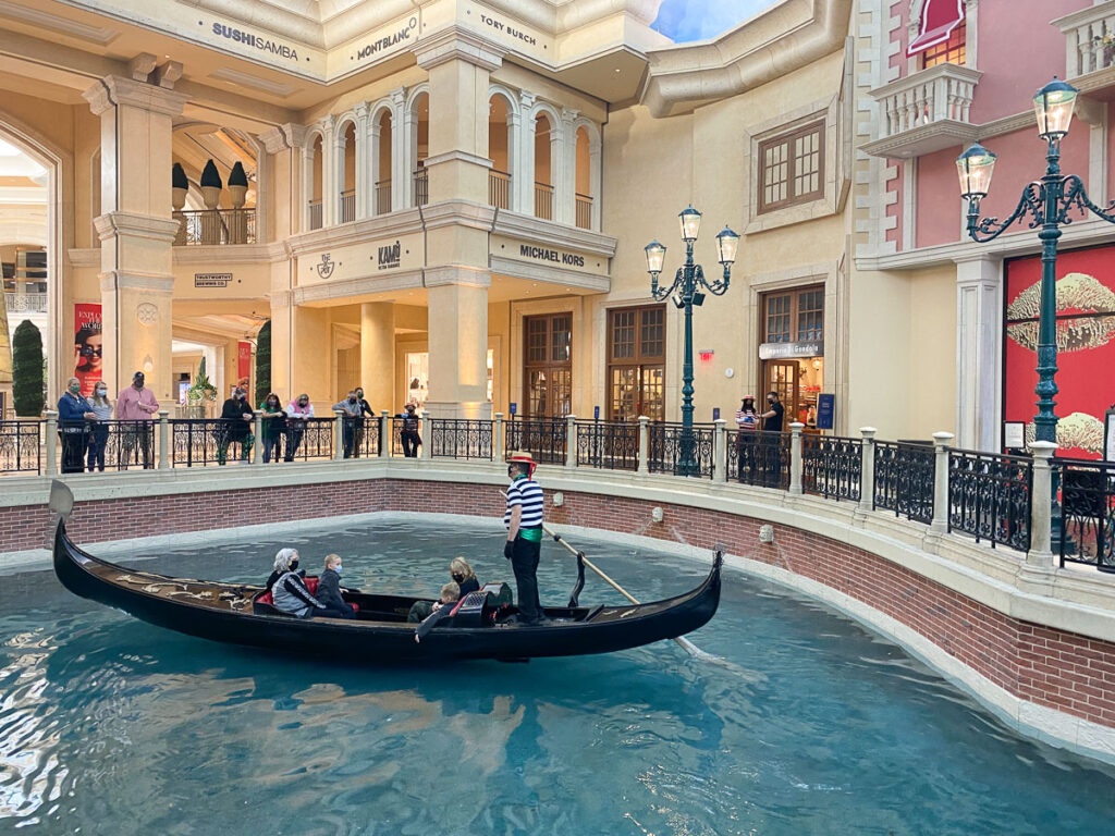 Gondolas in the Venetian Hotel in Las Vegas