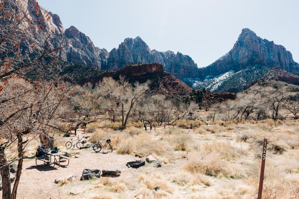 campsite along Pa'Rus Trail in Zion National Park