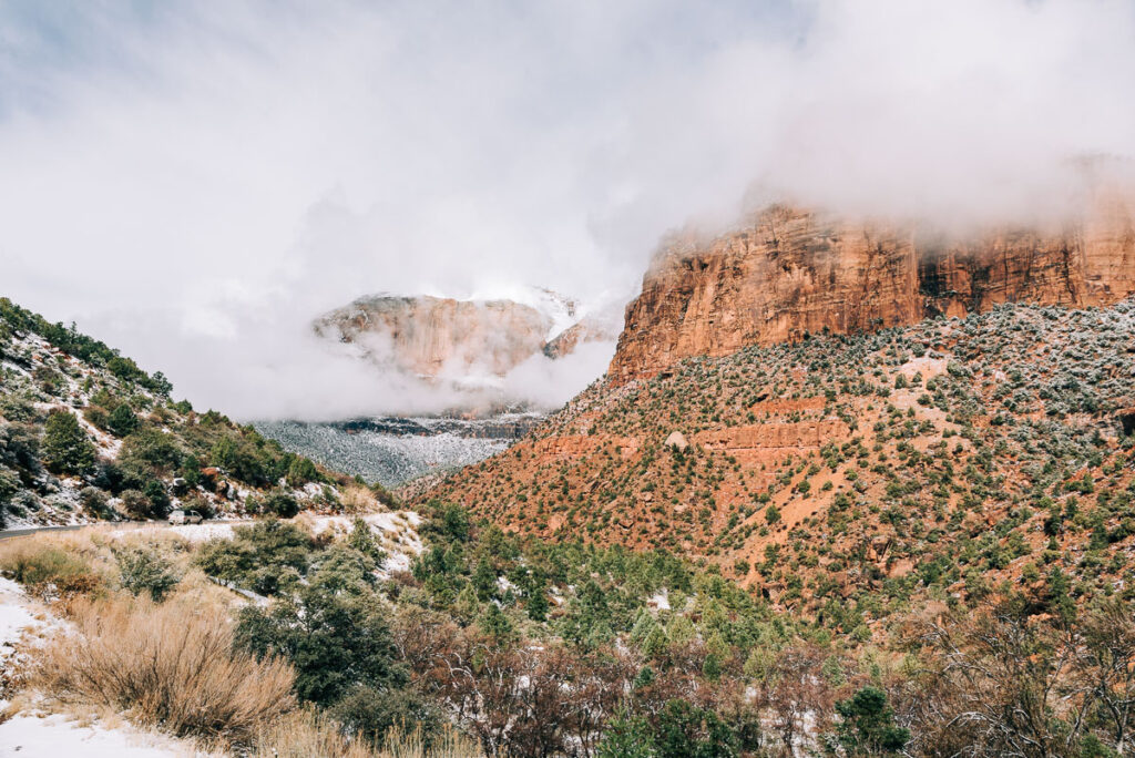 view from Mt Carmel Highway in Zion