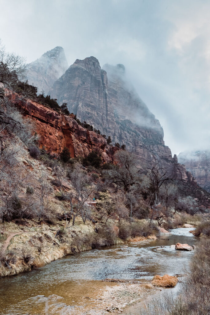 river and mountains at Zion National Park