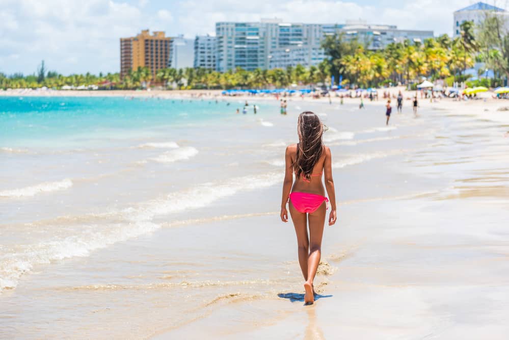 Famous Hispanic travel destination resort beach in Puerto Rico.