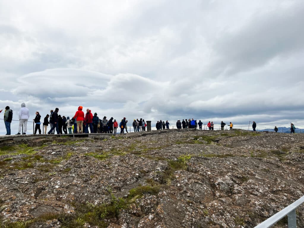 Crowds of tourists at Thingvellir National Park