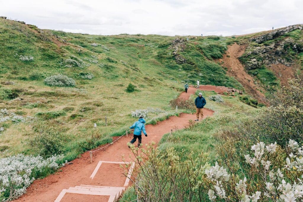 Pathway to water level at Kerid Crater