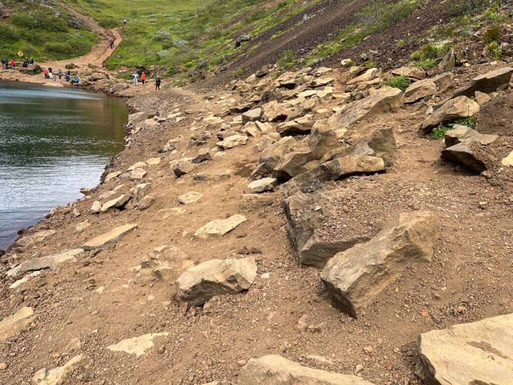 Walking the path around Kerid Crater