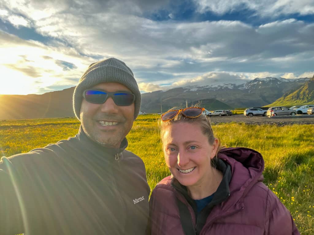 selfie in the midnight sun in Iceland