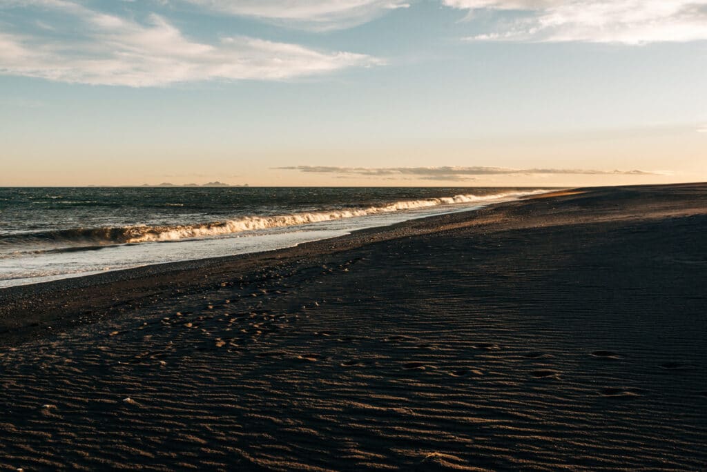 A black sand beach in Iceland;