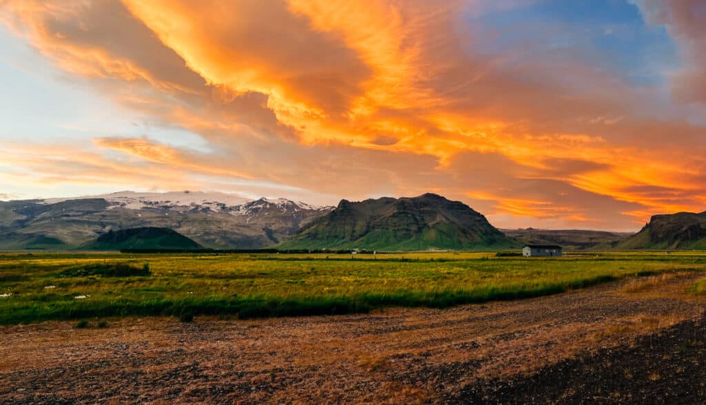 The midnight sun from Hotel Umi in Iceland.