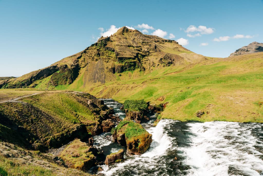 Scenery on Waterfall Way, above Skogafoss Waterfall 