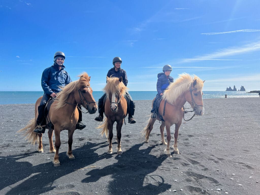My family horseback riding in VIk, Iceland.