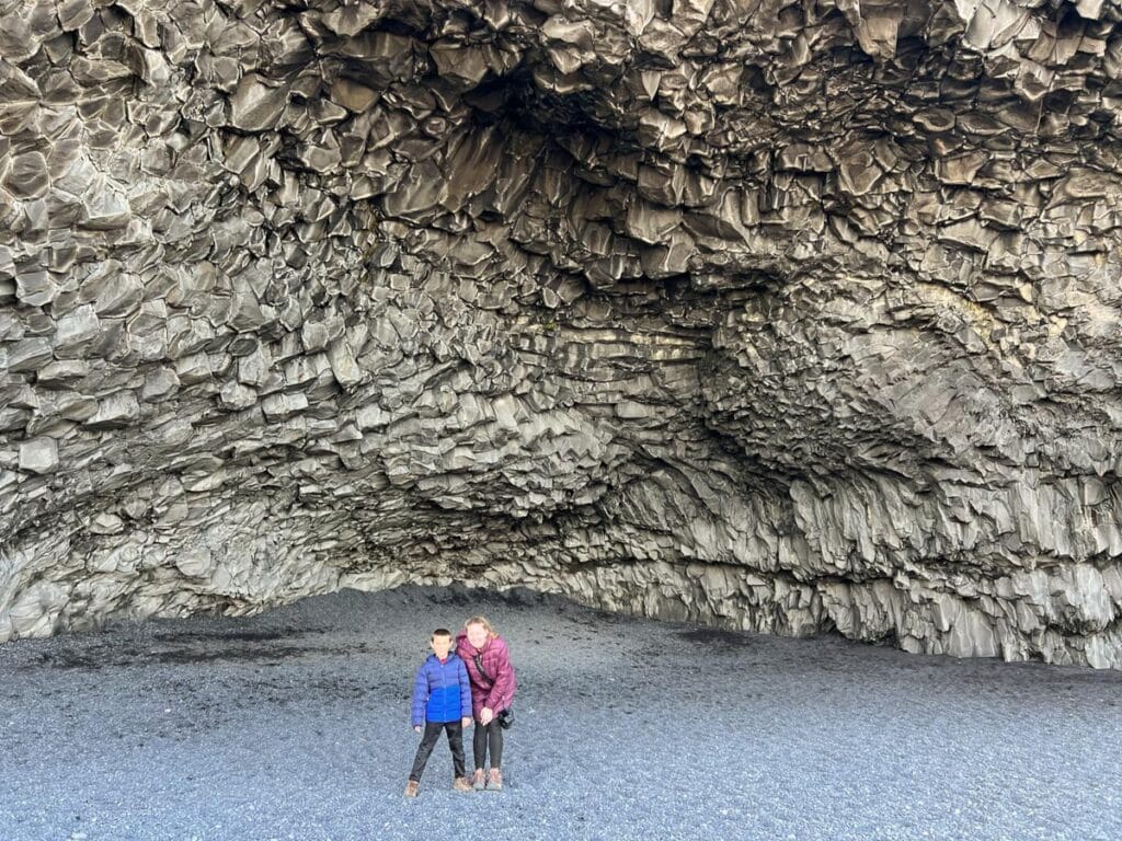 Hálsanefshellir Cave at Reynisfjara Black Sand Beach in Iceland