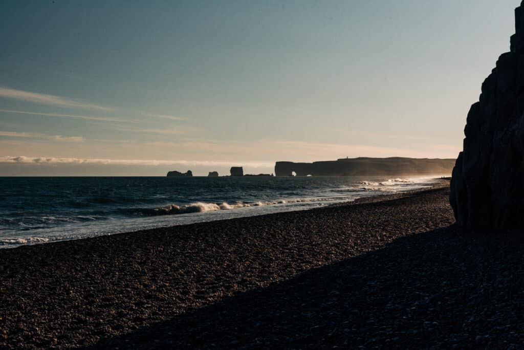 view from Reynisfjara Black Sand Beach in Iceland