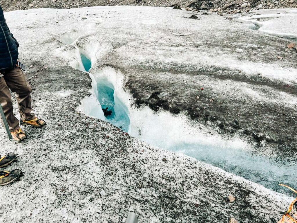 crevice forming in the glacier