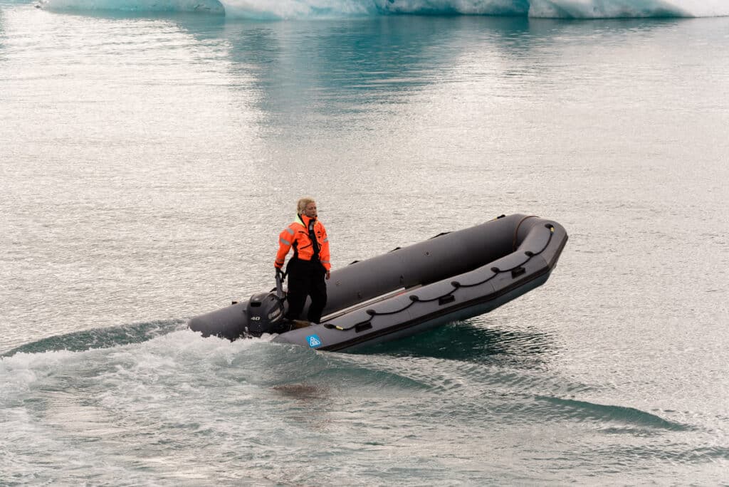 RIB boat at Jokulsarlon Glacier Lagoon