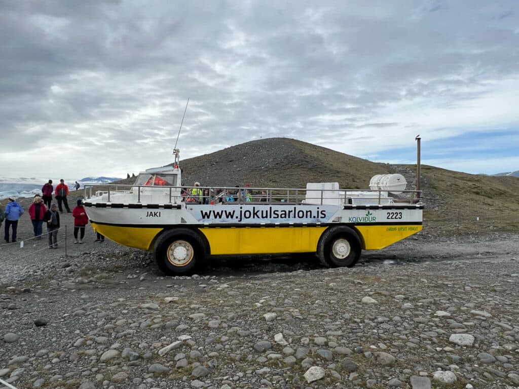 boarding the amphibian boat at Jokulsarlon Glacier Lagoon