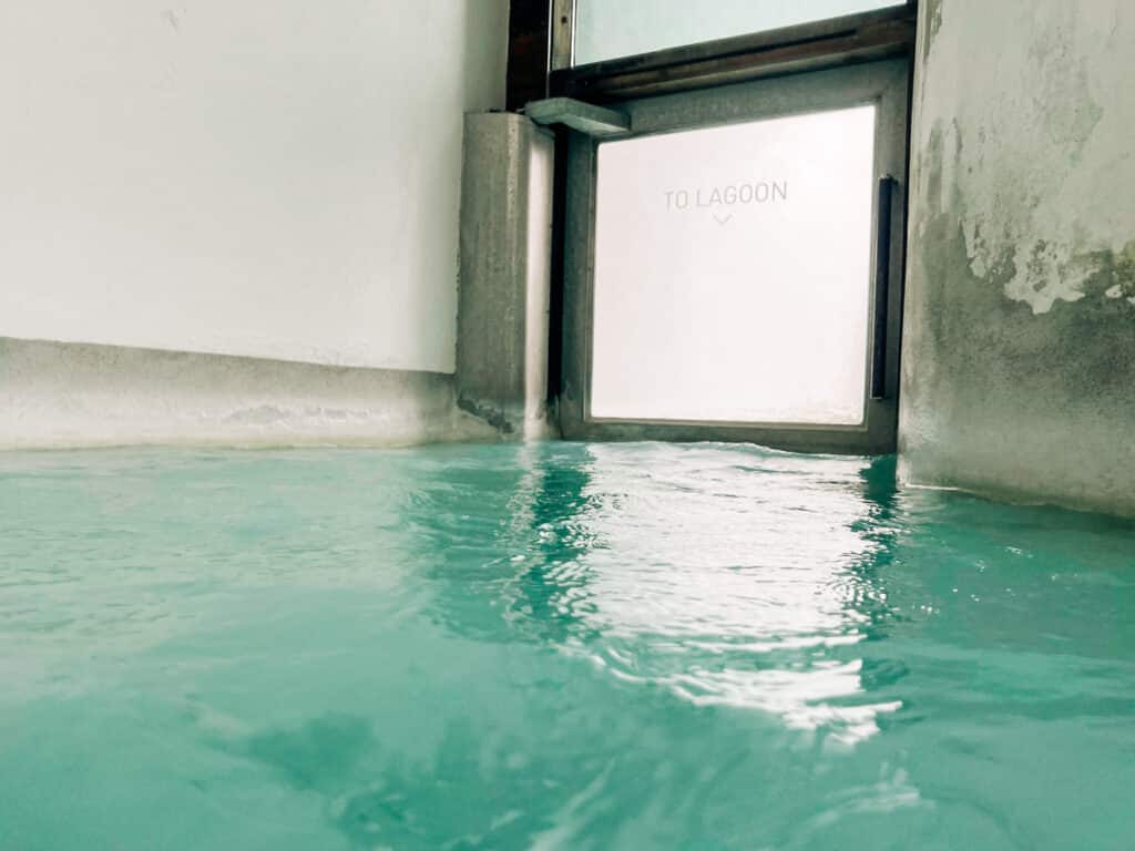 entrance to the water at Blue Lagoon in Iceland