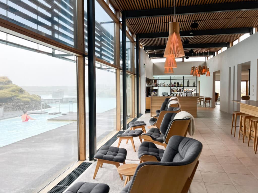 Bar and lounge area at Silica Hotel at Blue Lagoon in Iceland