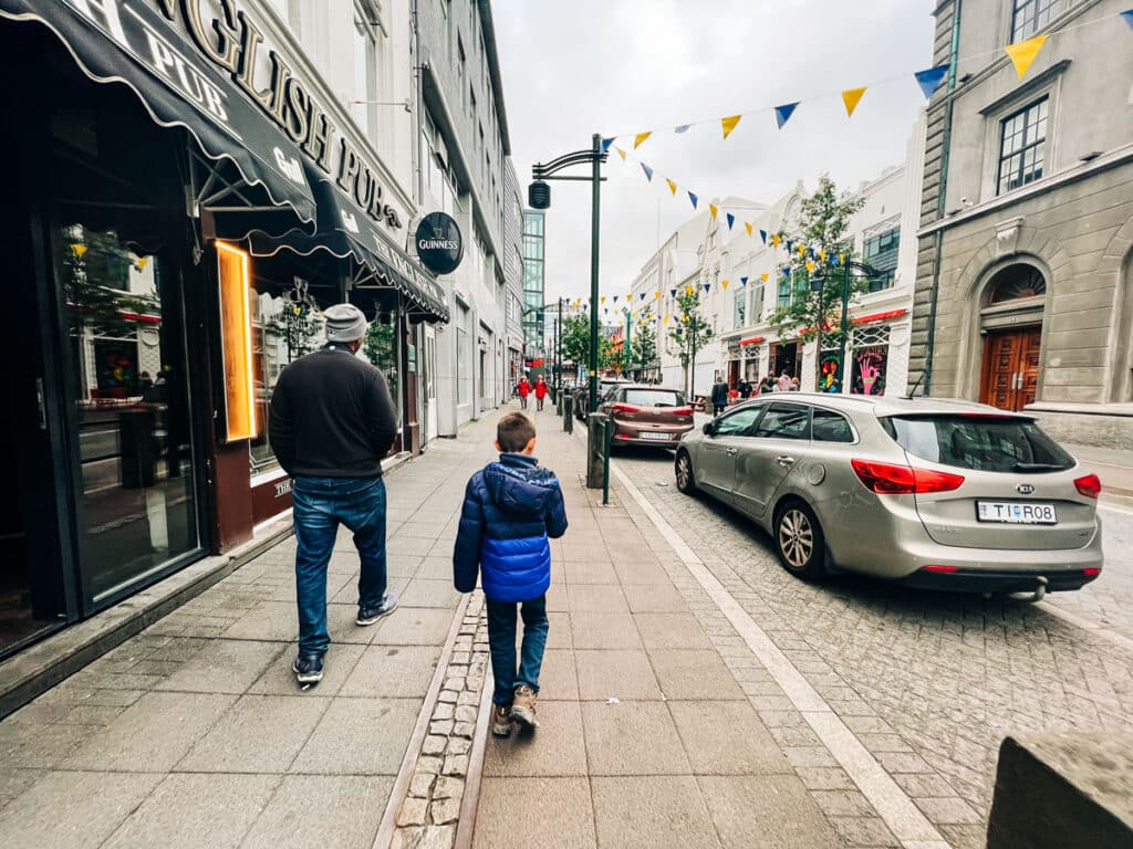 My husband and son in Downtown Reykjavik.