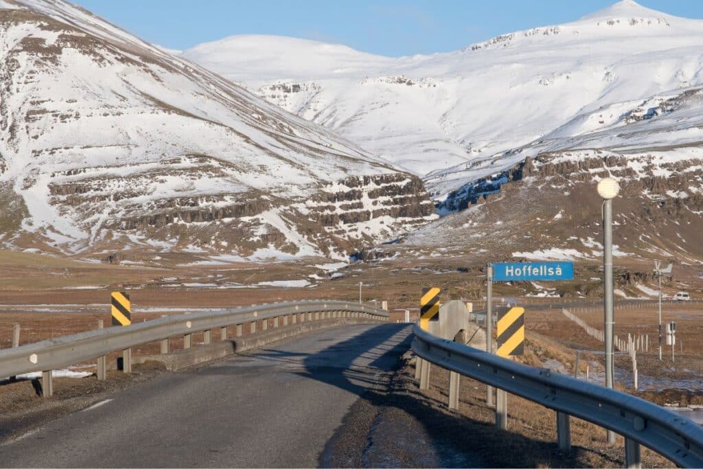 a single lane bridge in Iceland