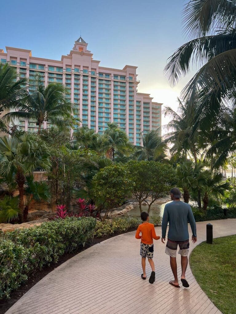 walking around Atlantis Bahamas resort