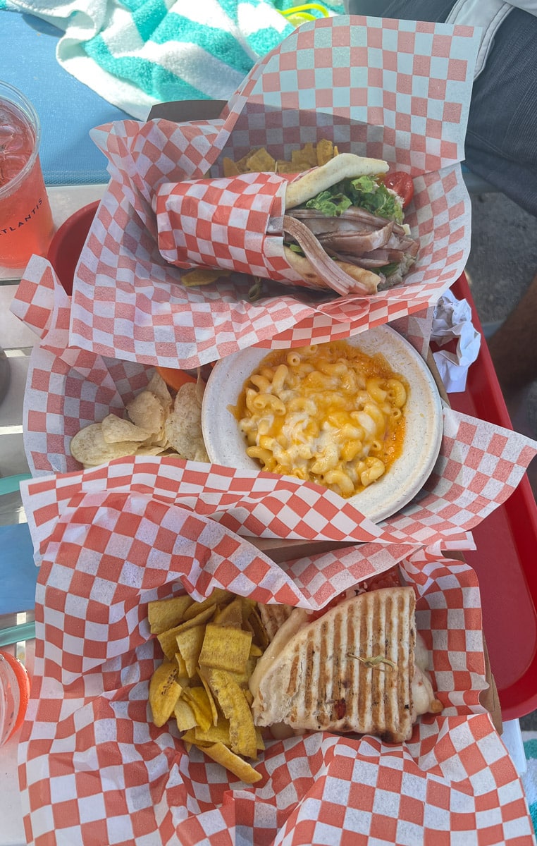 Lunch from the food stands at Aquaventure in Atlantis Bahamas