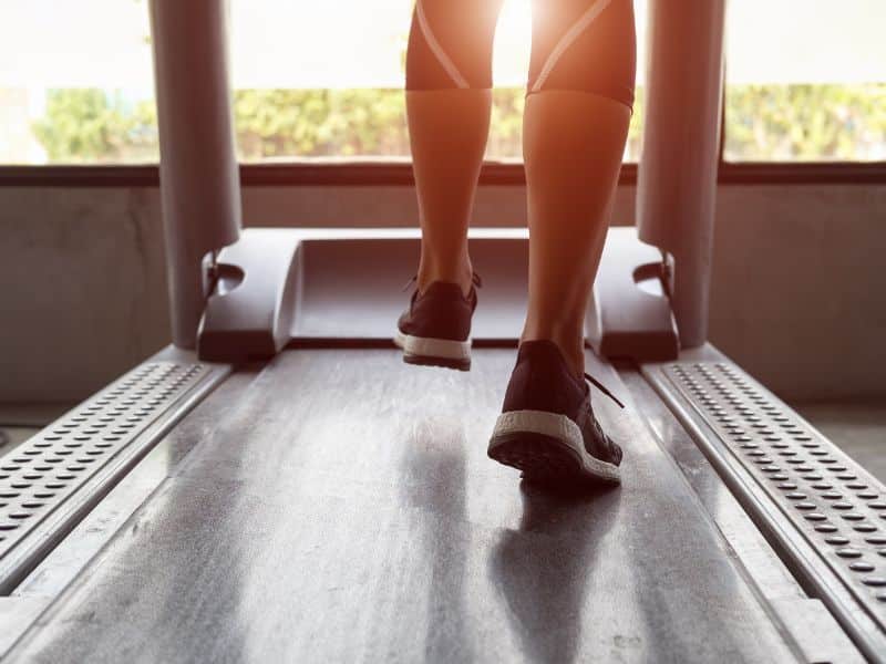 feet on a treadmill