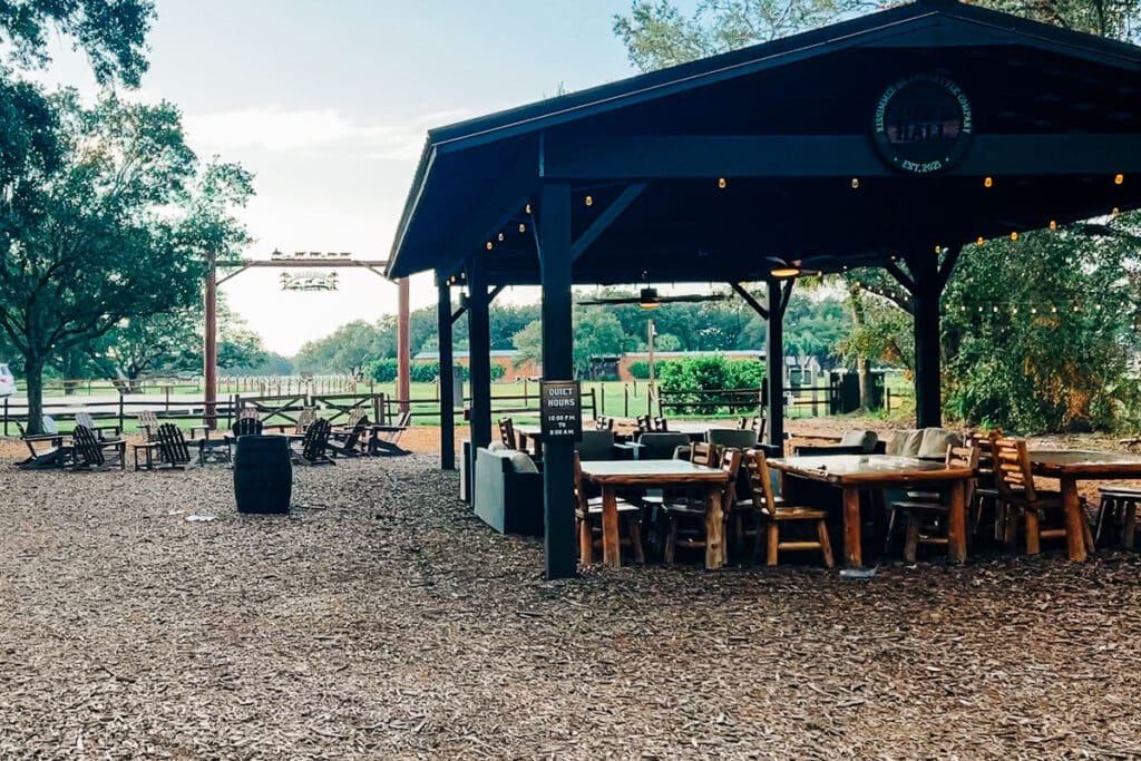 outdoor area for the luxury glamping sites at westgate river ranch