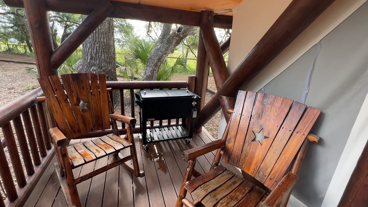 front porch of the luxury glamping tent