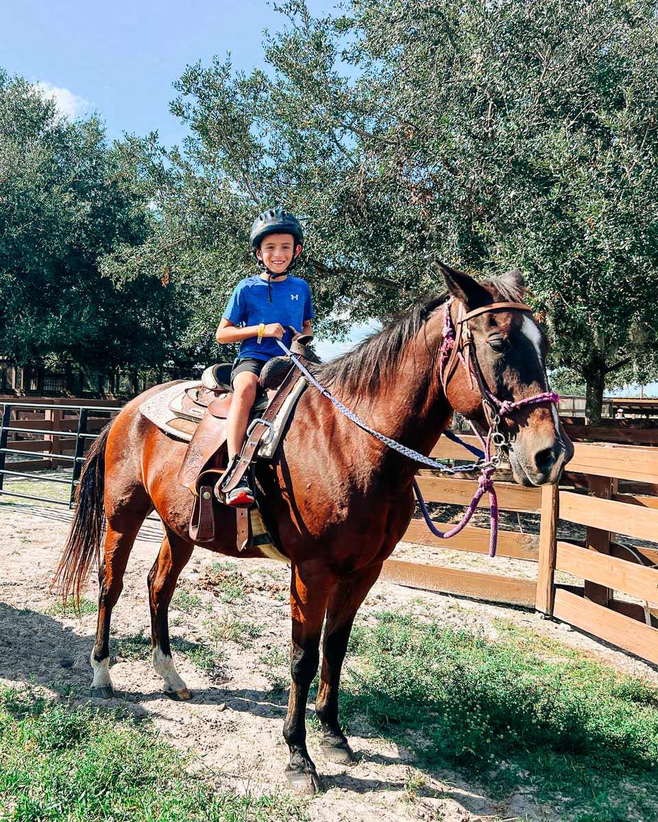 my son on a horse at Westgate River Ranch