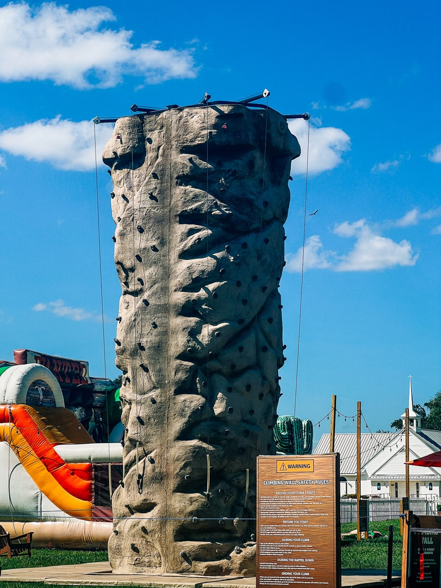 the rock climbing wall at River Ranch