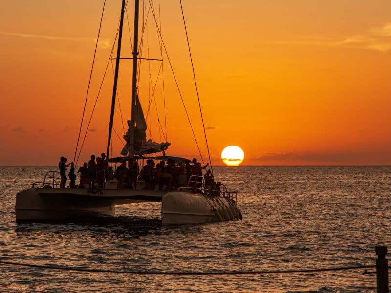 catamaran in the sunset