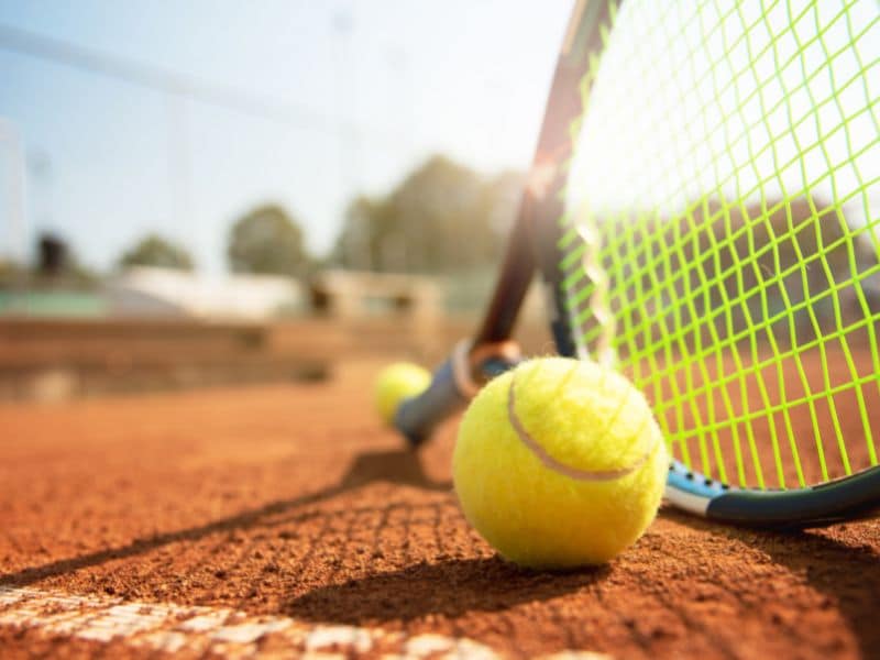 tennis ball in a court