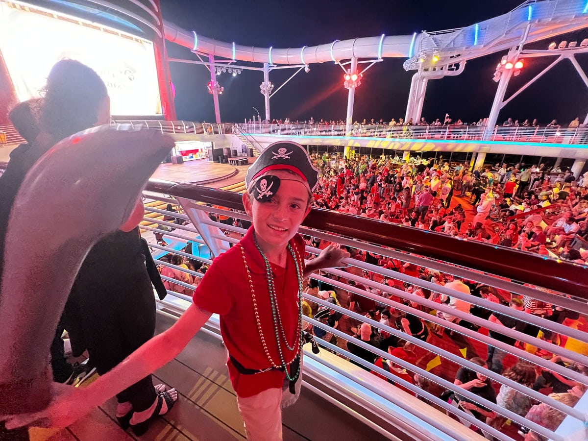 pirate party on the pool deck of Disney Wish