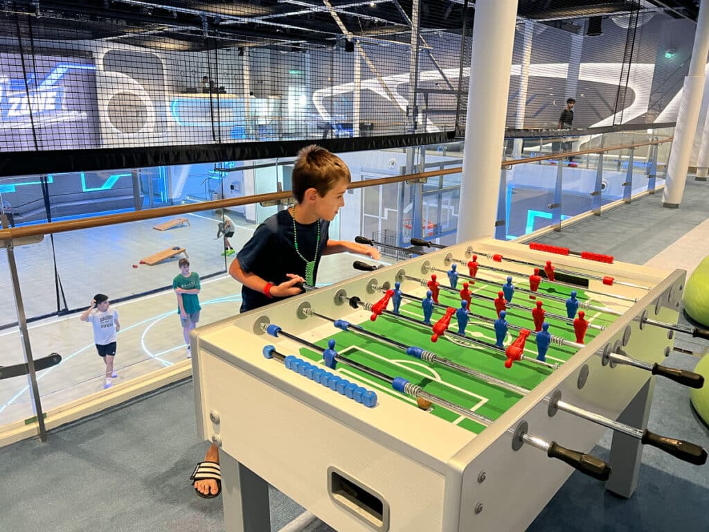 foosball at the Hero Zone on Disney Wish