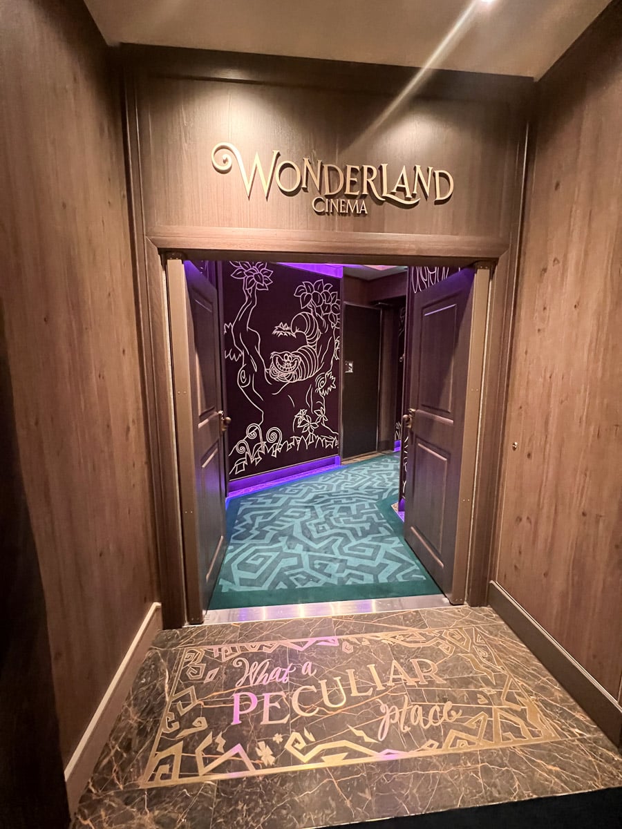 Wonderland Cinema movie theater on the Disney Wish cruise ship