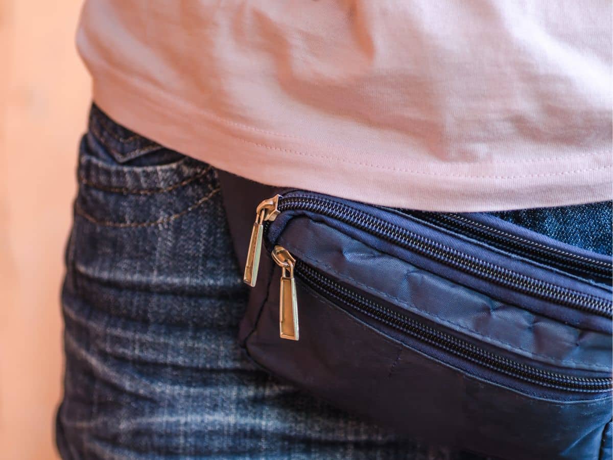 woman wearing a belt bag