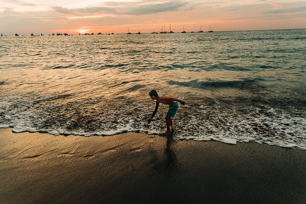 My son at sunset on Tamarindo Beach