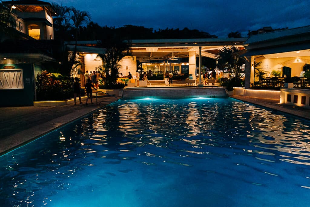 pool at night at Tamarindo Diria Resort