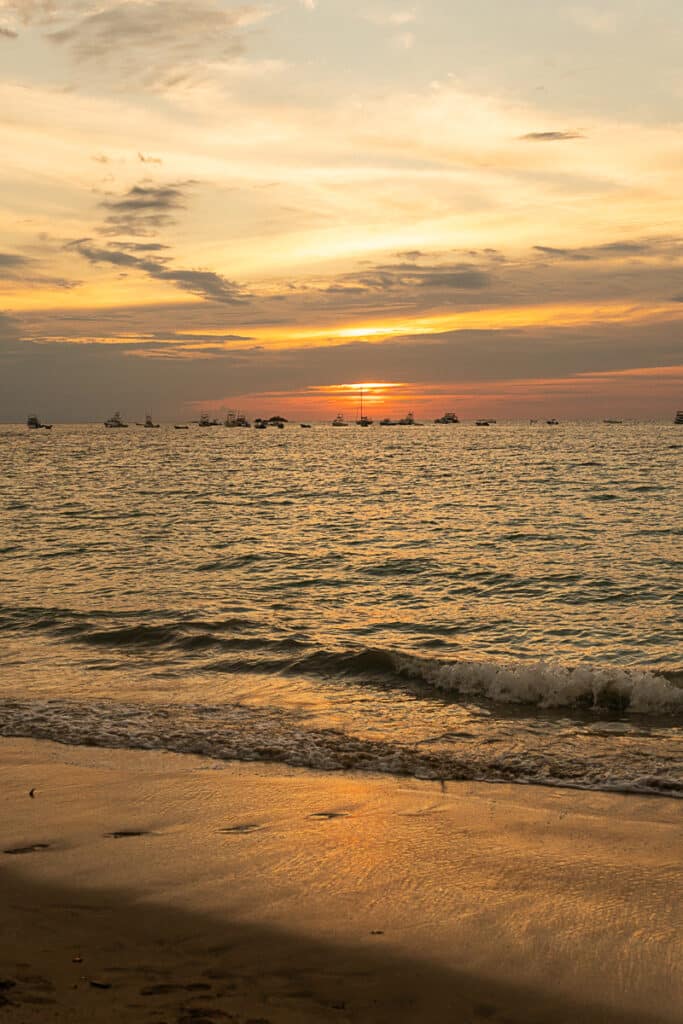 sunset in front of the hotel at Tamarindo Diria