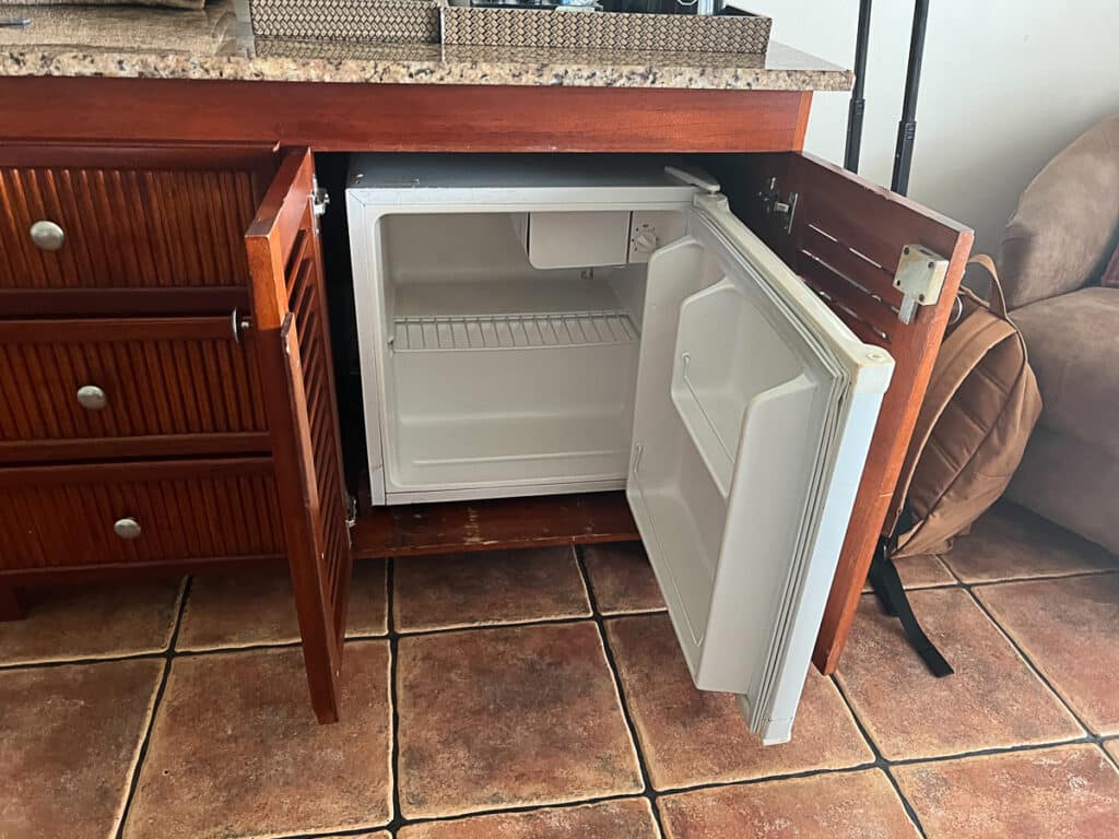 mini fridge at Tamarindo Diria Hotel