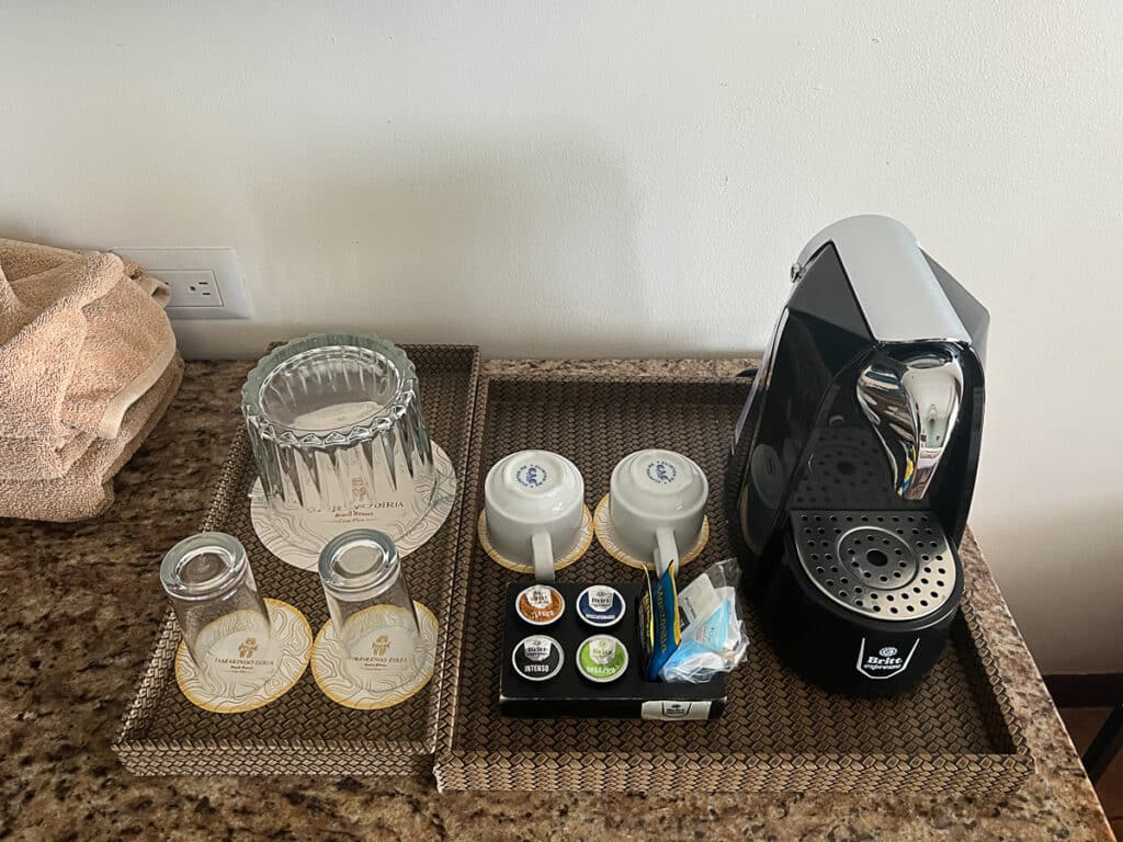 coffee maker at Tamarindo Diria Hotel room
