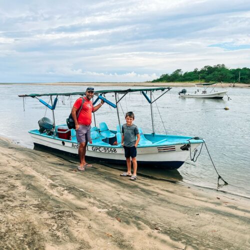 boarding the boat for a Tamarindo Estuary tour