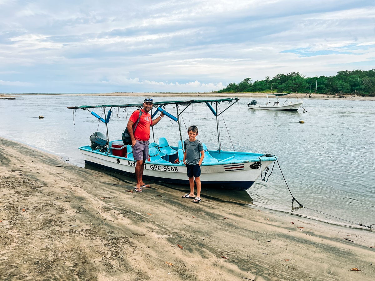 boarding the boat for a Tamarindo Estuary tour