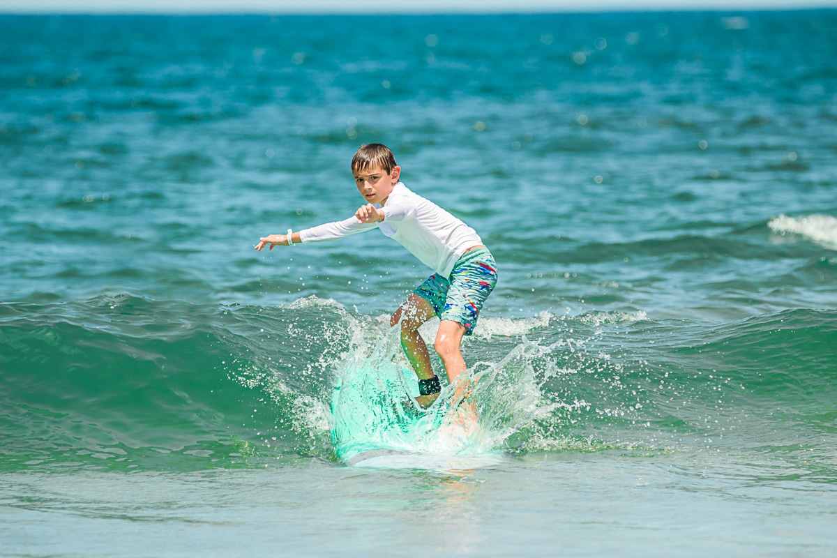 my son surfing in Tamarindo Costa Rica