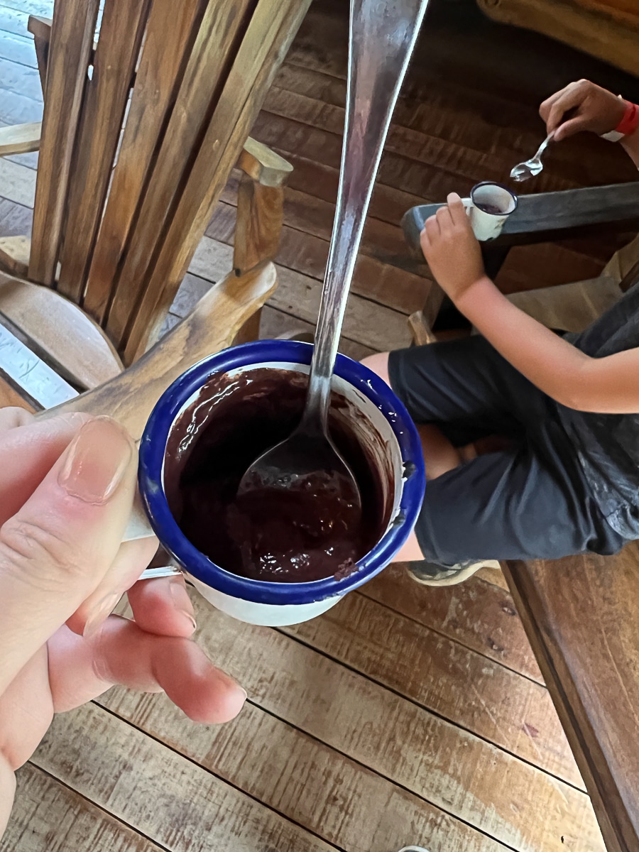 making our own chocolate at Diamante Eco Adventure Park