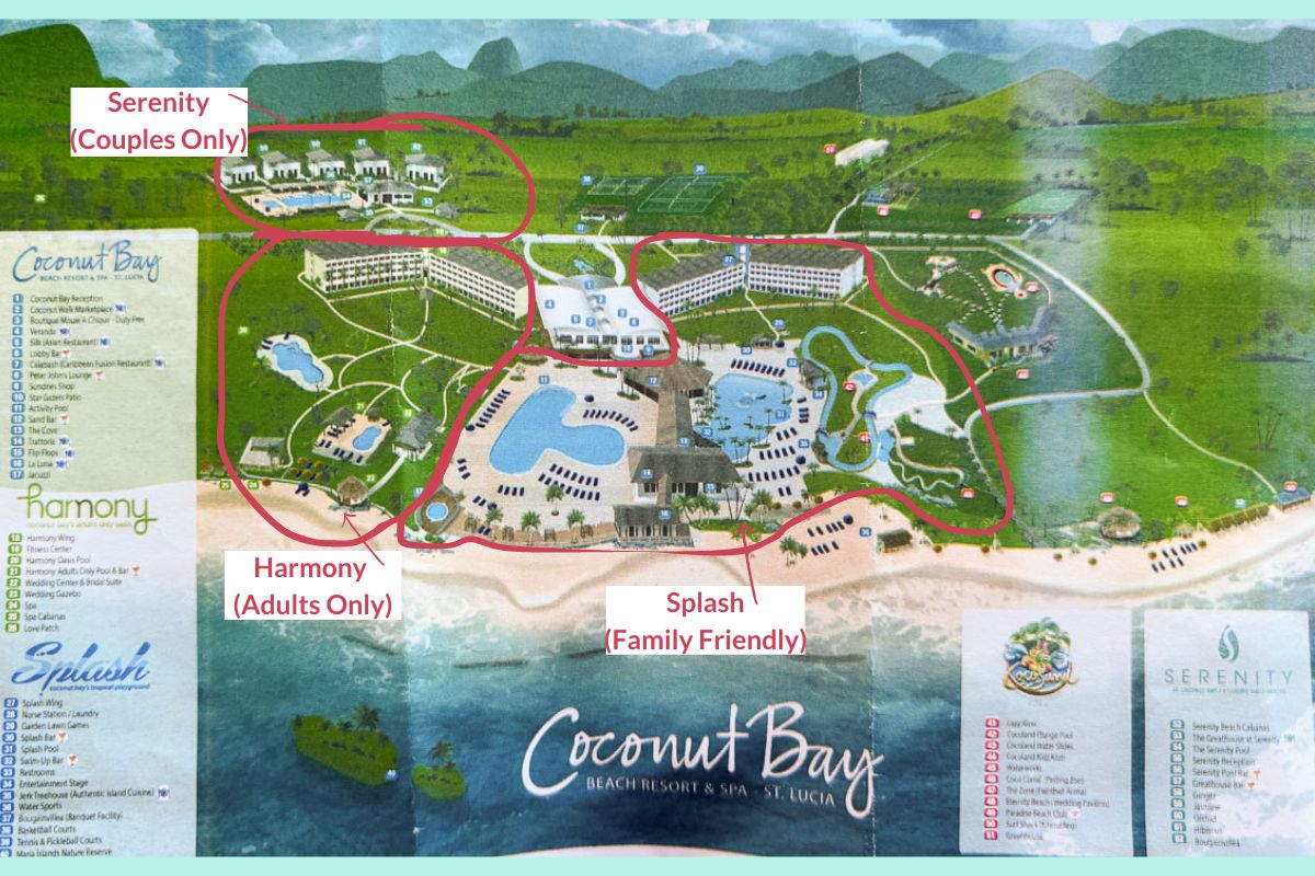 map of Coconut Bay Beach Resort in St Lucia