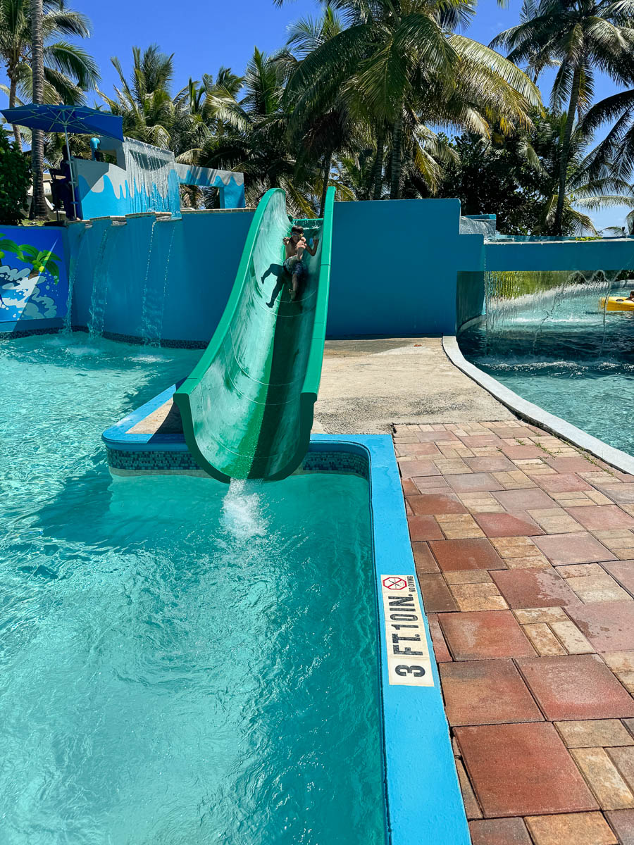 my son on the waterslides